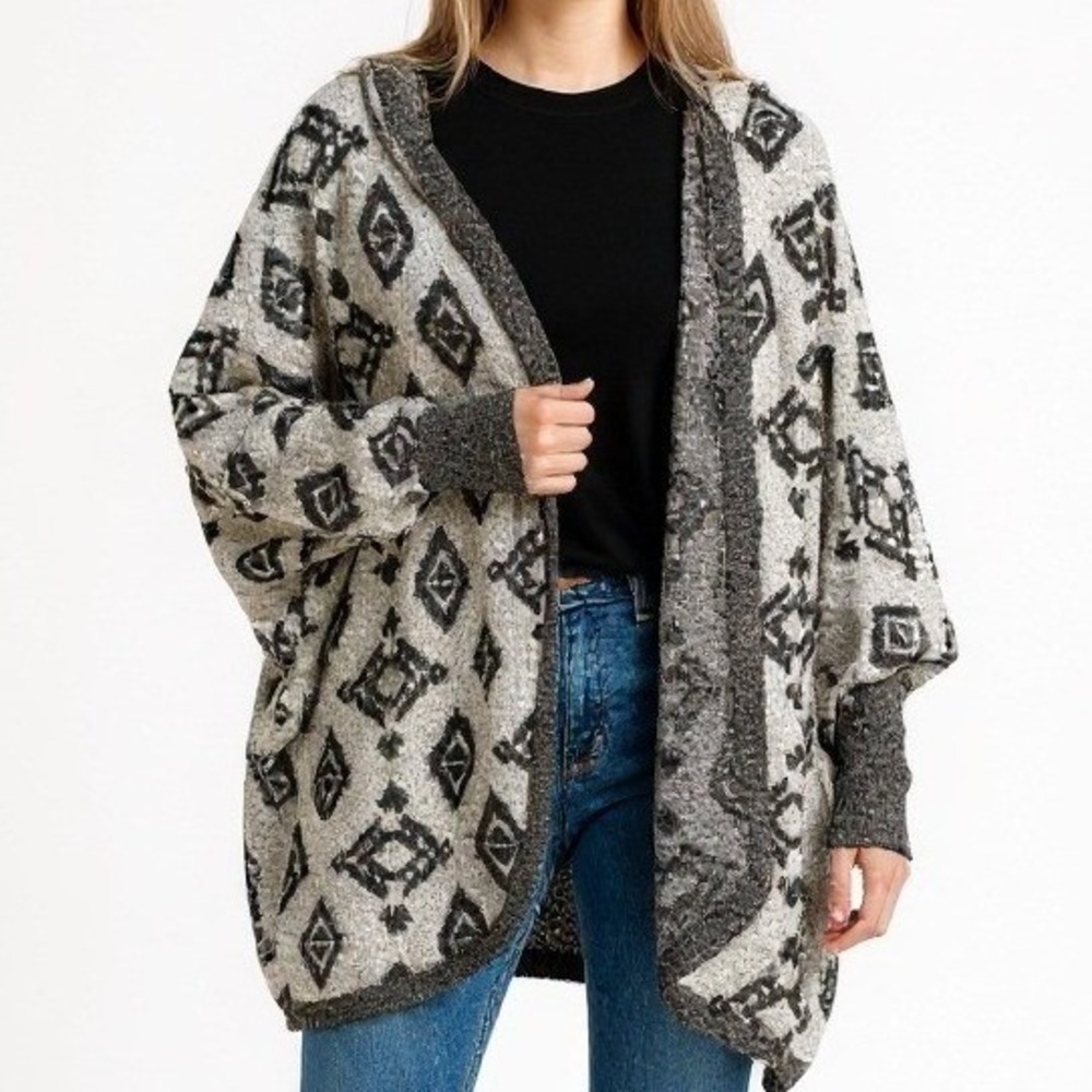 Abercrombie Hooded Dolman Cardigan Sweater Womens Size M L Cozy‎ Slouchy Knit